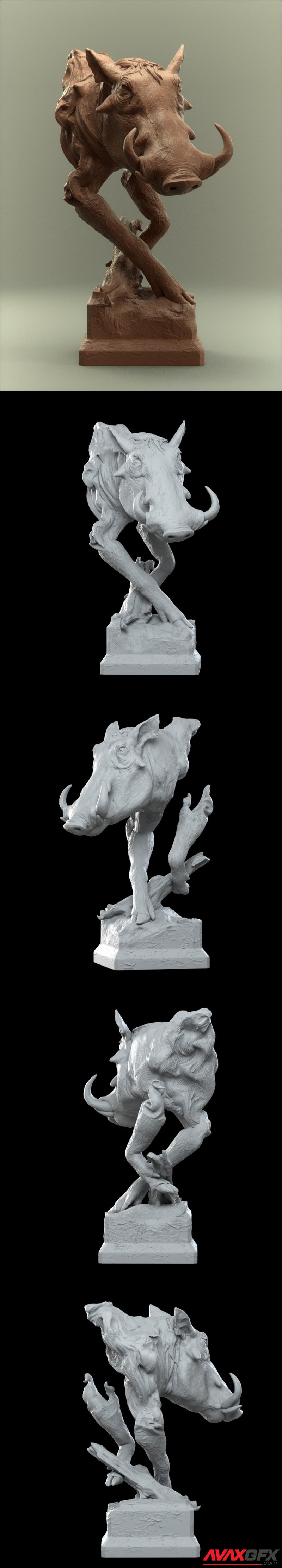 Savanna Bust Warthog - 3D Print Model STL