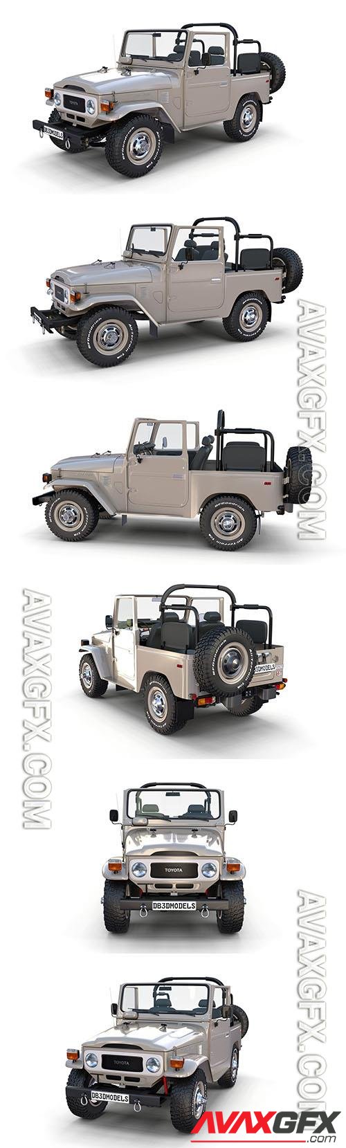 Toyota Land Cruiser FJ 40 Top Down with Interior 3D Models