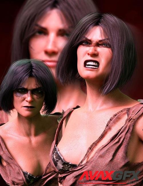 M3D Warrior Hair, Scars, and Makeup Kit for Genesis 8 Females