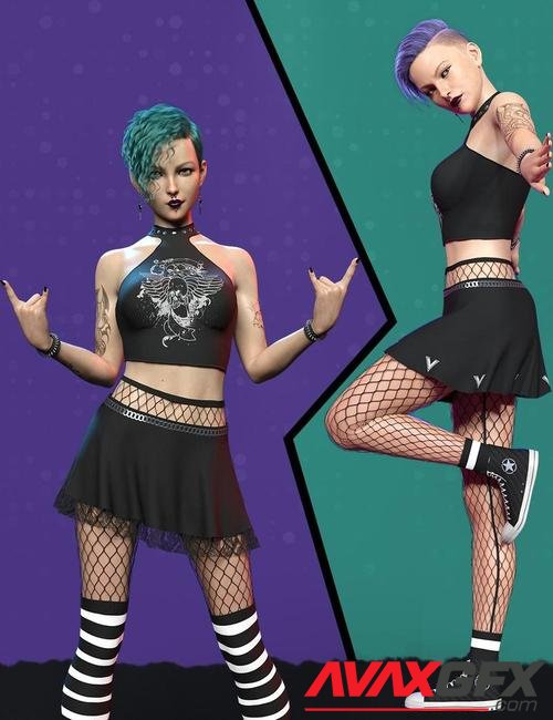 dForce Rock Queen Outfit Set for Genesis 8 and 8.1 Females