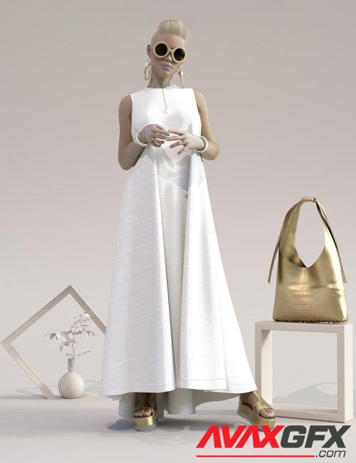 dForce Minimalist Maxi Dress Outfit for Genesis 8.1 Females Bundle