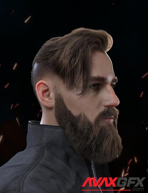 Torien Pompadour Hair and Full Beard for Genesis 8 and 8.1 Males