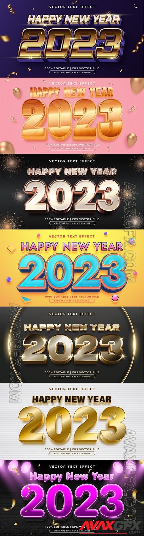Gold new year 2023 editable text effect vector template