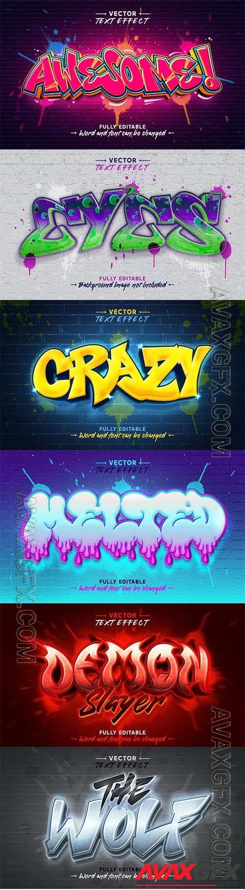 Glow graffiti art style editable vector text effect