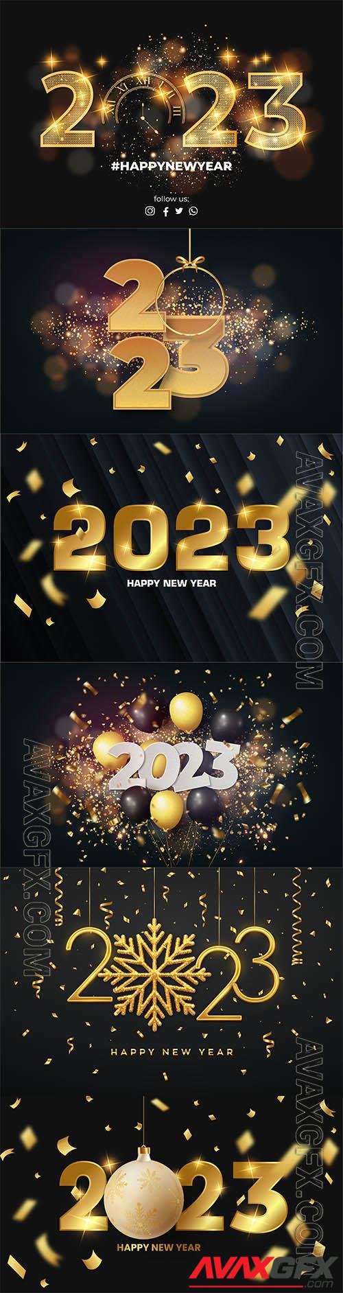 Happy new year black vector background with golden style