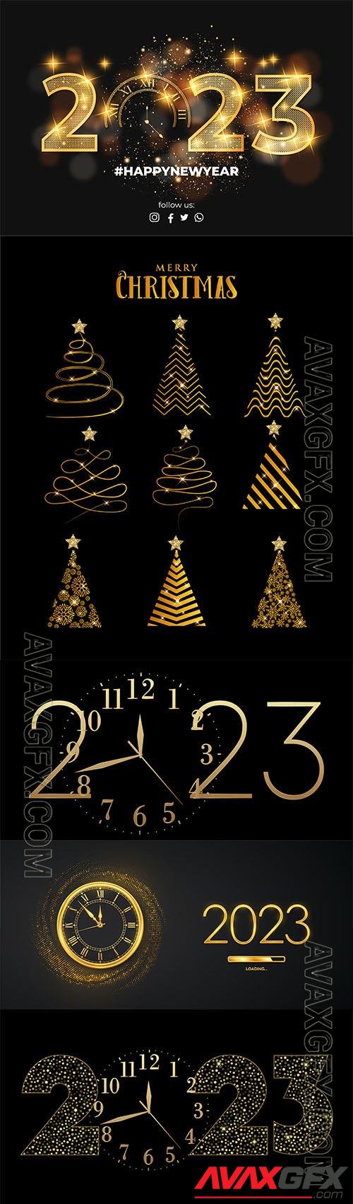 Happy new year 2023 and Merry christmas vector background