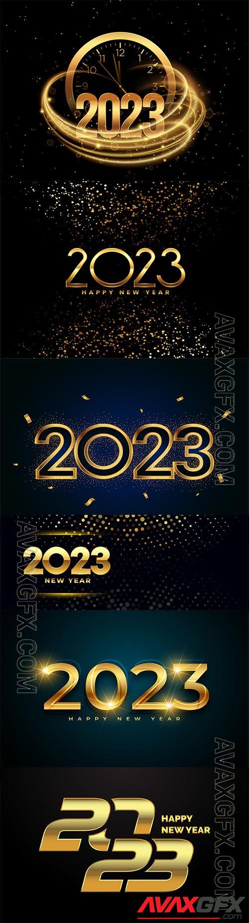 2023 new year wishes vector card with golden confetti and sparkle