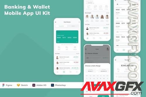 Banking & Wallet Mobile App UI Kit MTLN37X