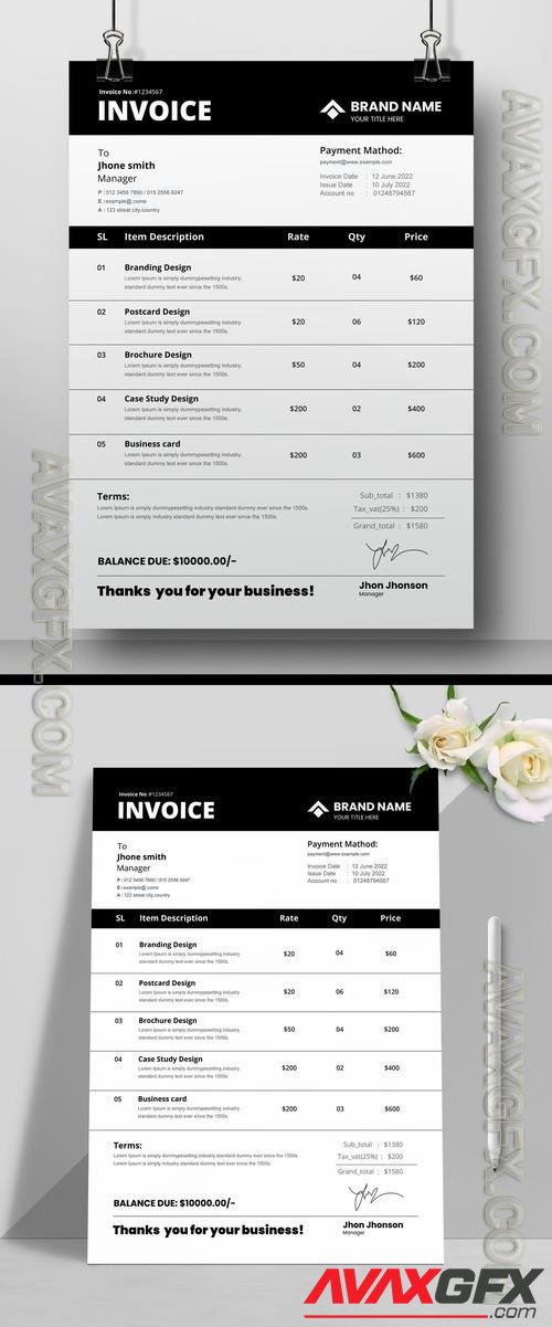 AdobeStock - Printable Invoice Layout 525909318
