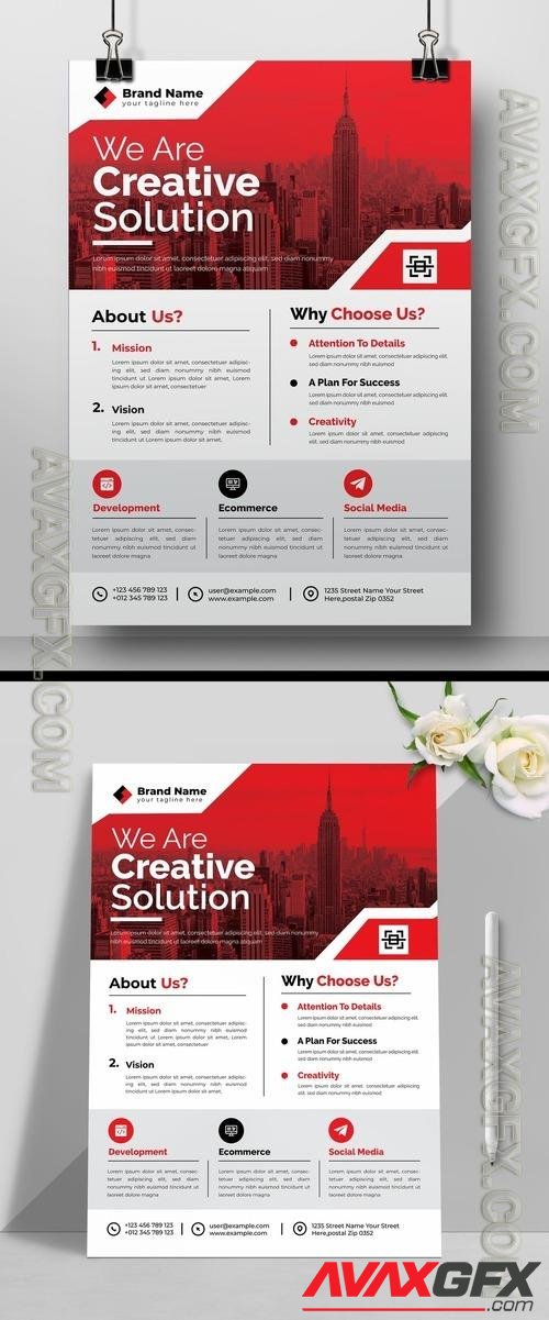 AdobeStock - Multipurpose Flyer Layout with Red Accents 525909319