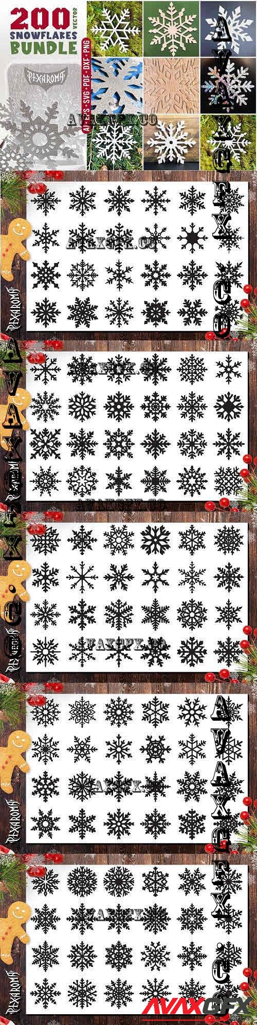 200 Snowflakes Bundle | Cut Files - 10850591