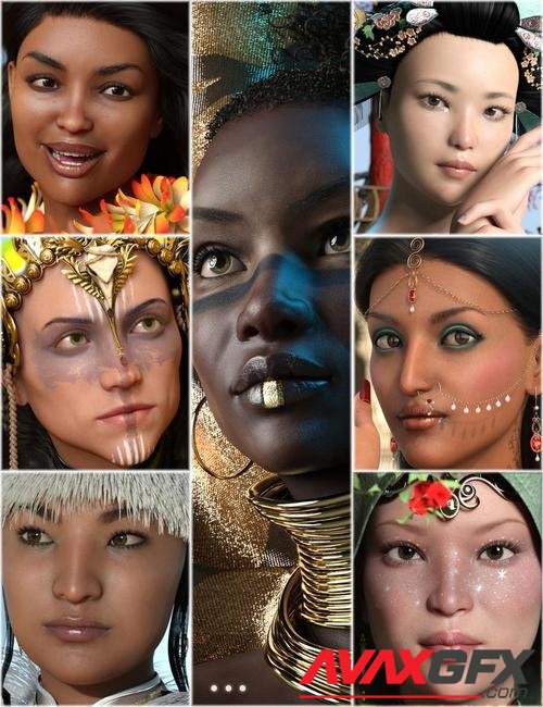 GHD Around The World - 10 plus 6 Faces for Genesis 8 and 8.1 Female