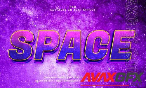 Space 3d psd editable text effect with background