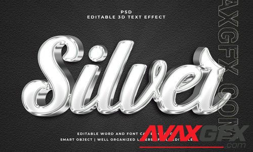 Silver 3d editable psd text effect with background