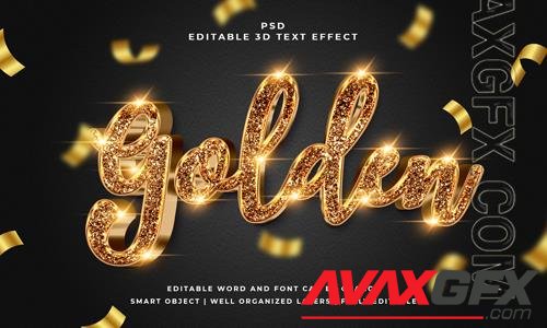 Golden editable psd 3d text effect premium with background