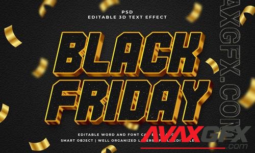 Black friday 3d editable psd text effect with black background