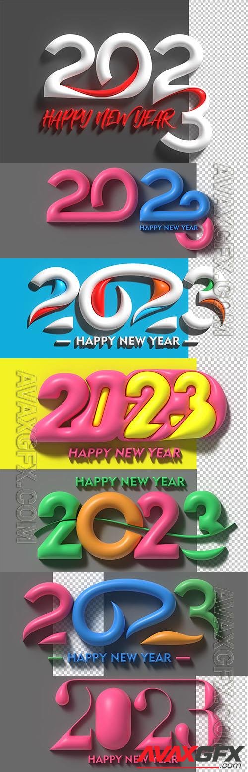 2023 happy new year 3d render text typography design banner poster 3d illustration