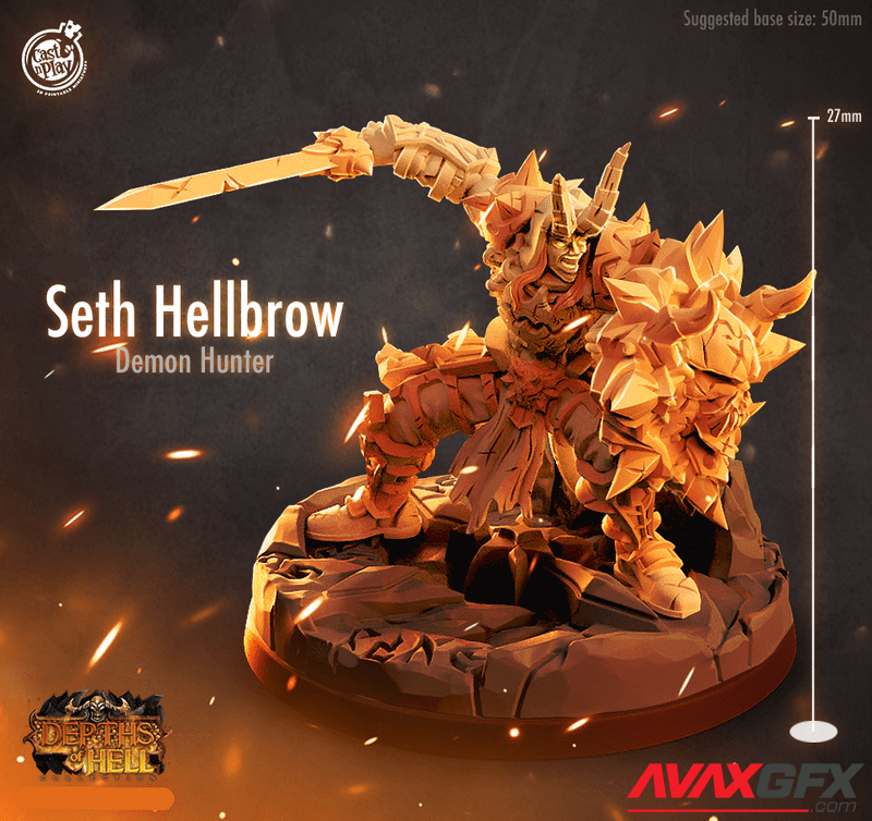 Depths of Hell - Seth Hellbrow the Demon Hunter - 3D Print Model STL