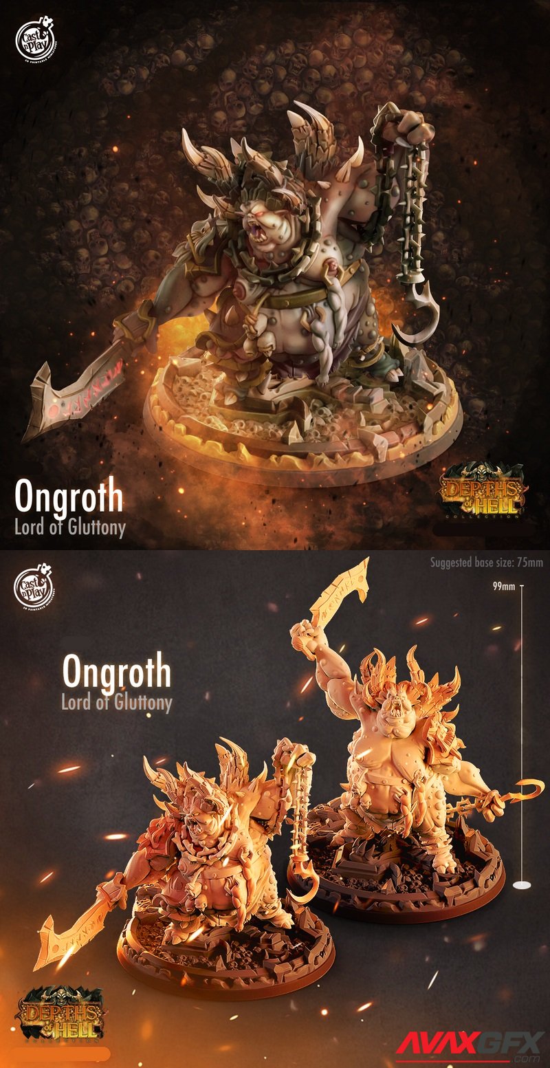 Depths of Hell - Ongroth the Lord of Gluttony - 3D Print Model STL