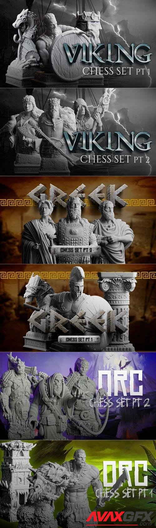 Orc and Viking and Greek Chess Set – 3D Print