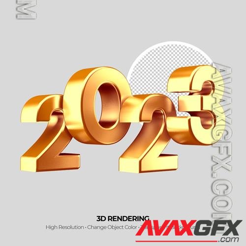 Realistic golden 2023 number 3d rendering