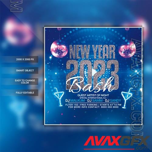 New year 2023 party flyer template psd