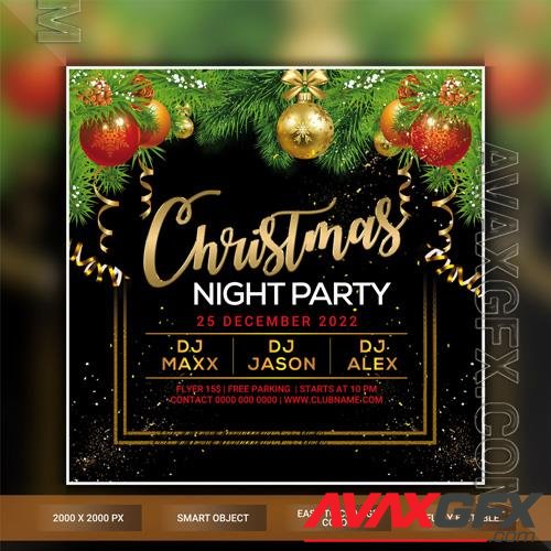 Christmas night party flyer template psd