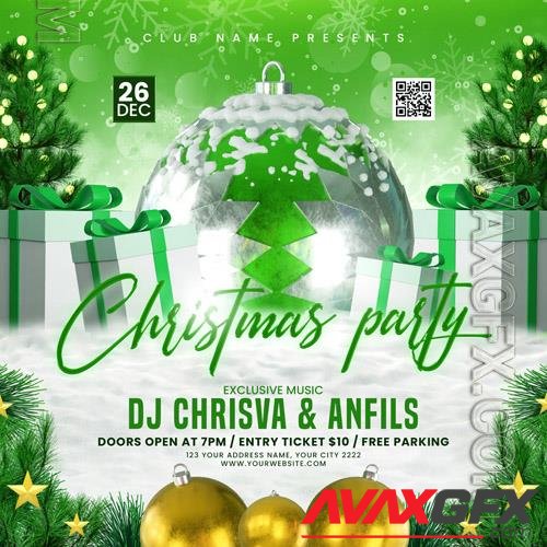 Christmas party flyer social media template psd