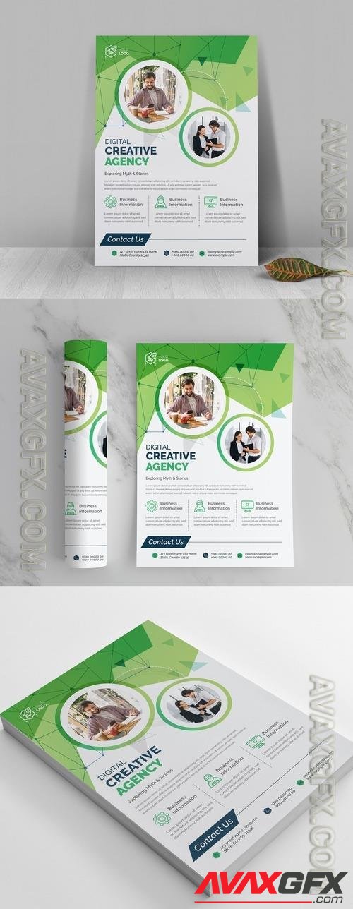 AdobeStock - Abstract Corporate Flyer Template with Green Accents 521501877