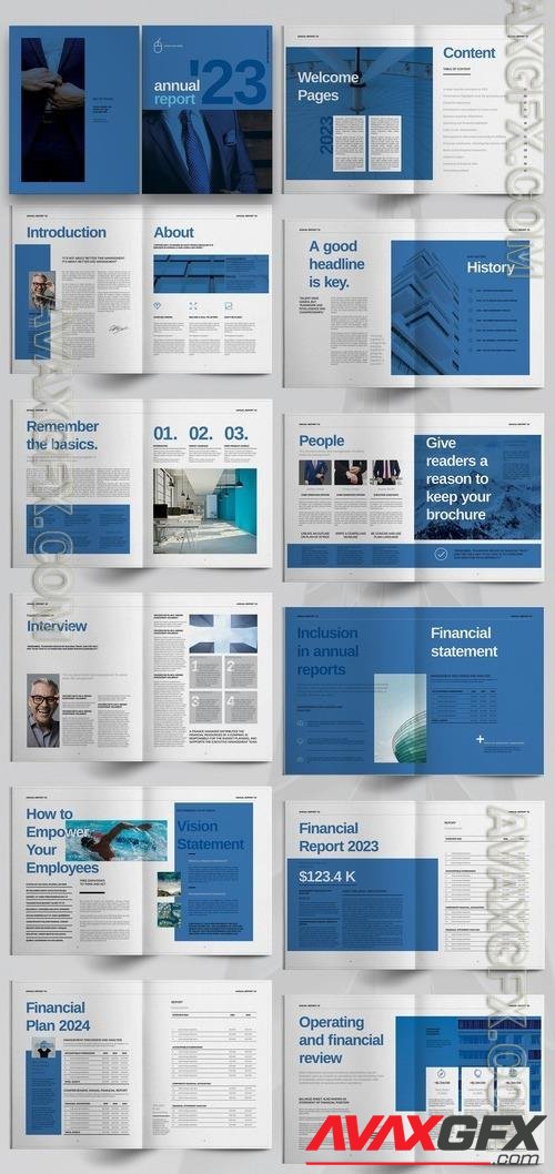 AdobeStock - Blue Annual Report Brochure Layout 529496941