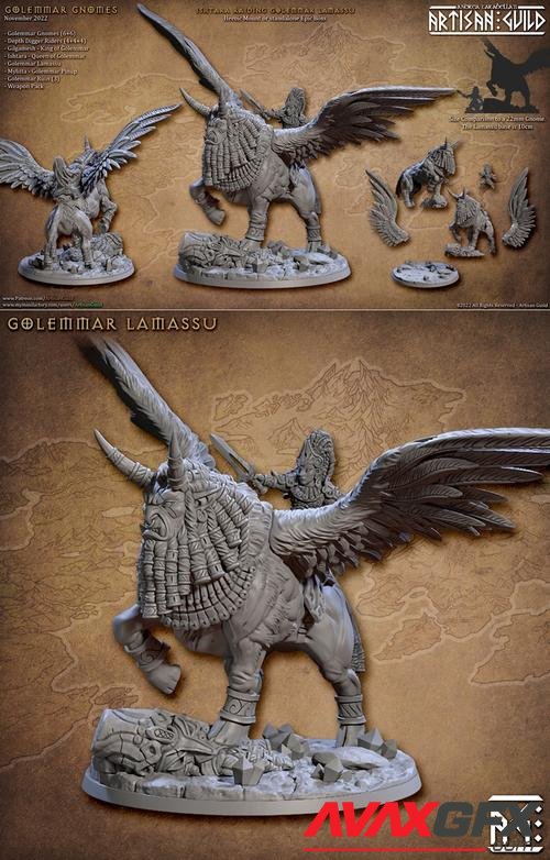 Artisan Guild - Golemmar Gnomes - Ishtara on Golemmar Lamassu – 3D Print