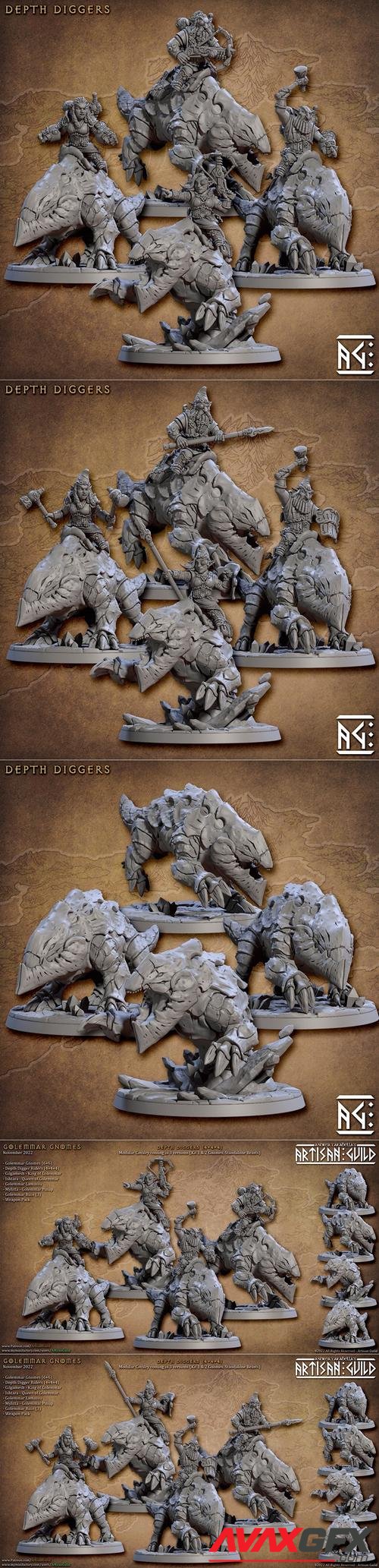 Artisan Guild - Golemmar Gnomes - Depth Digger Riders – 3D Print