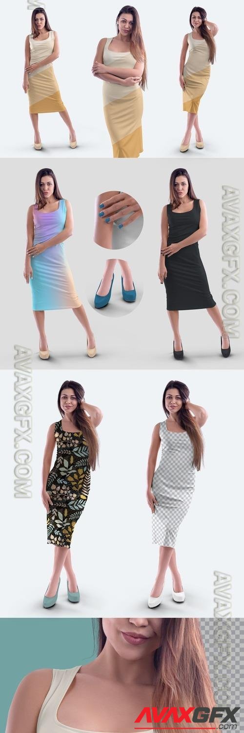 3 Women's Elegant Tight Dress Mockups 504004183