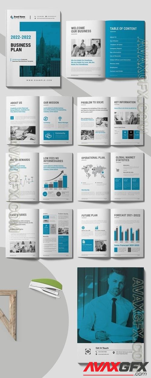 AdobeStock - Business Plan Layout with Blue Accents 542530549