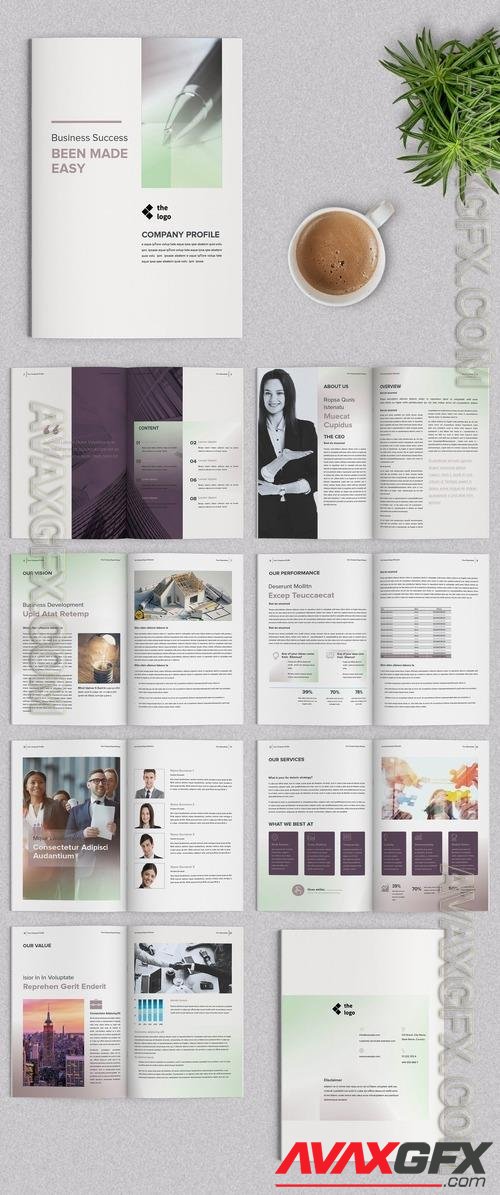 AdobeStock - Corporate Company Profile with Purple and Green Gradient 517753790