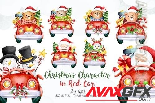 Christmas Character in Red Car YTRTUPX