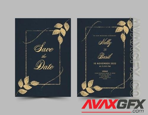 AdobeStock - Floral Transparent Wedding Card Stationery or Invitation Card Layout 505549347