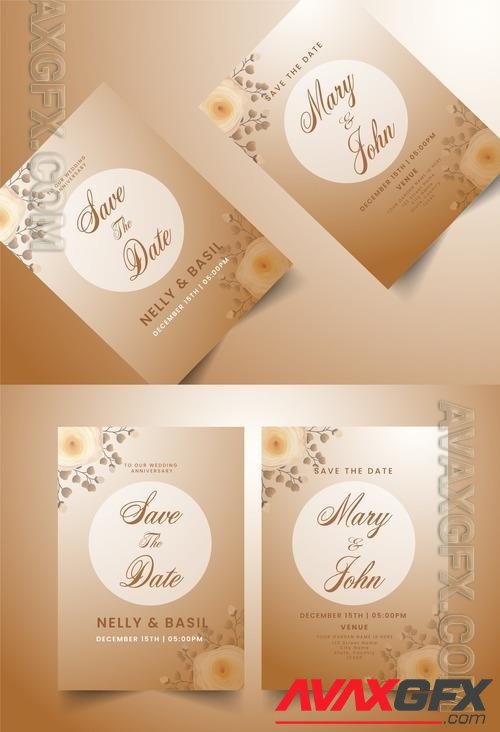 AdobeStock - Floral Wedding Card Stationery or Invitation Card Layout 505549353