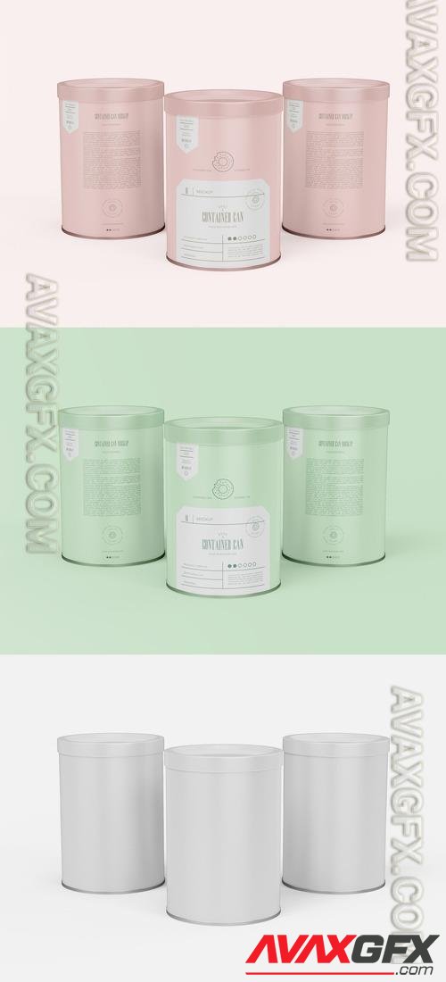 AdobeStock - Three Round Tin Can Mockup 505552165