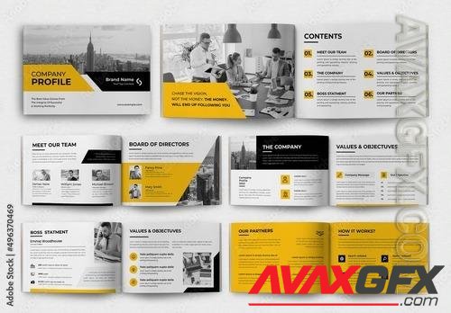AdobeStock - Company Profile Landscape Layout with Yellow Accents 496370469