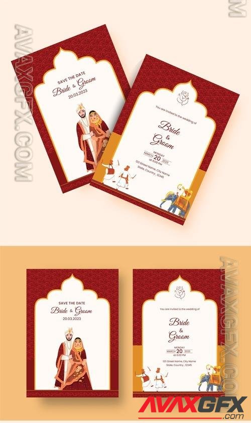 AdobeStock - Indian Wedding Card Stationery or Invitation Card Layout 505549338