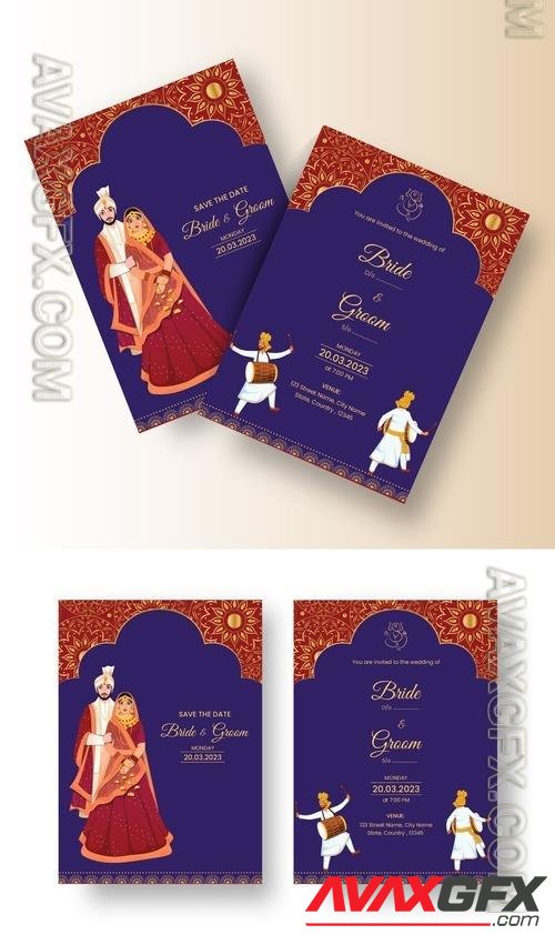 AdobeStock - Indian Wedding Card Stationery or Invitation Card Layout 505549360