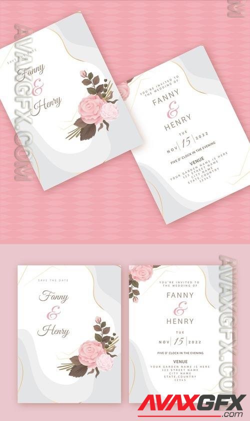 AdobeStock - Floral Wedding Card Stationery or Invitation Card Layout 505549354