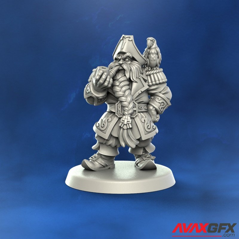 Punga Miniatures - Dwarf Captain - 3D Print Model STL