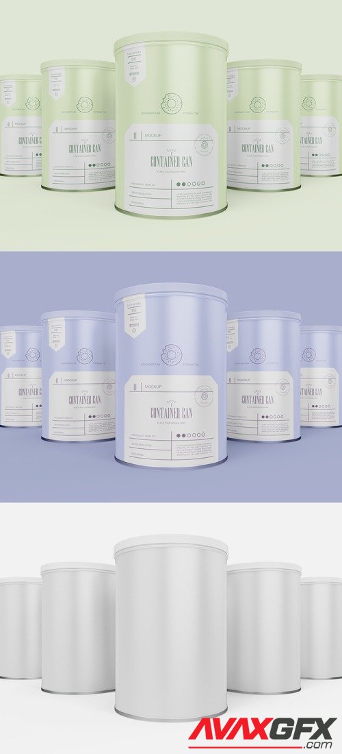 AdobeStock - Array of Round Tin Cans Mockup 505552186