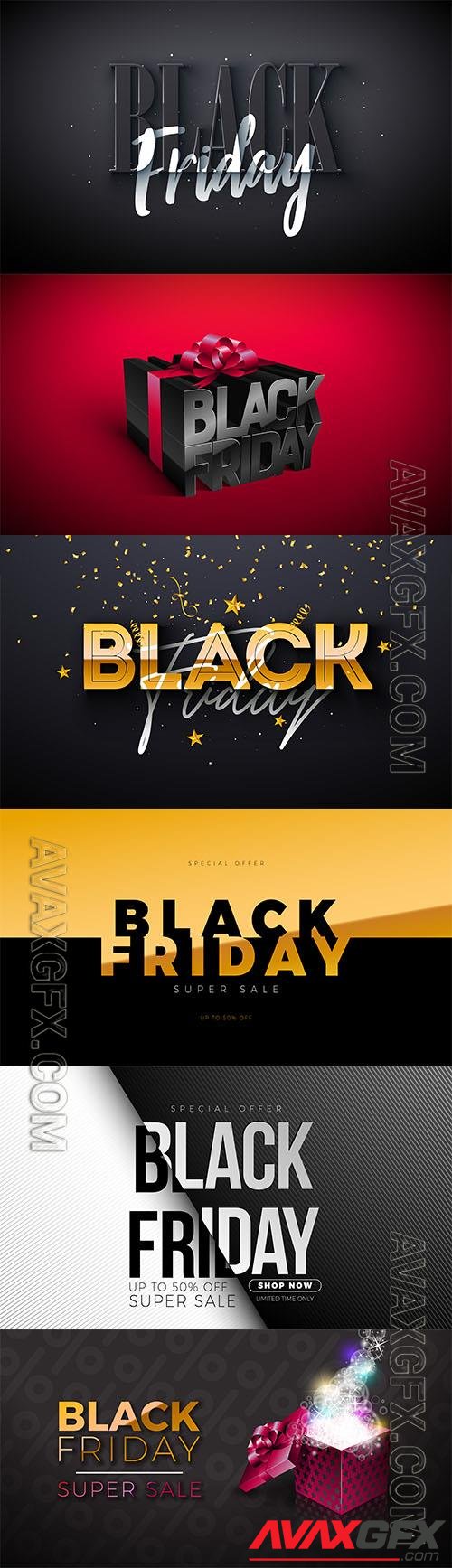 Vector black friday sale design with glowing light lettering