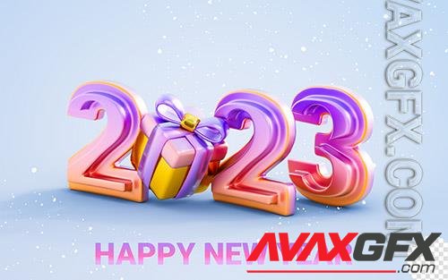 Happy new year 2023 banner template design with giftbox 3d render concept for new event coming (2)
