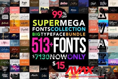 Super Mega Fonts Collection Big Typeface - 511 Premium Fonts