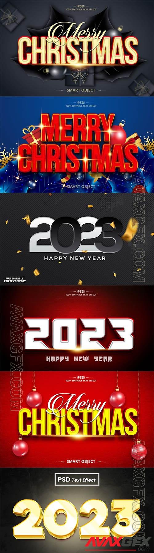 Christmas and 2023 style text effect in psd