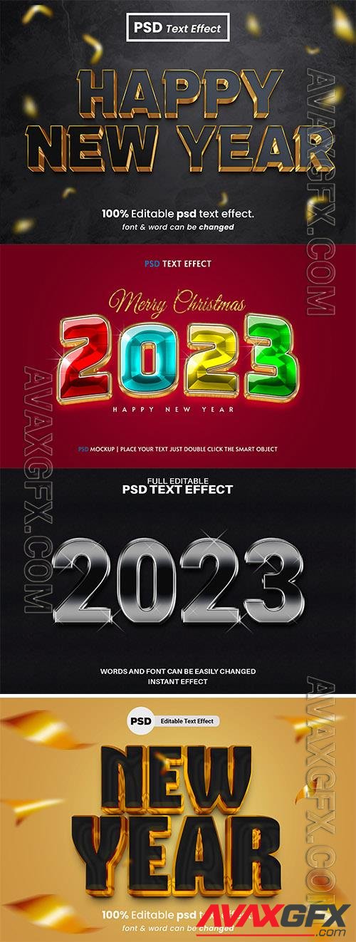 Merry christmas 2023 psd text effect editable